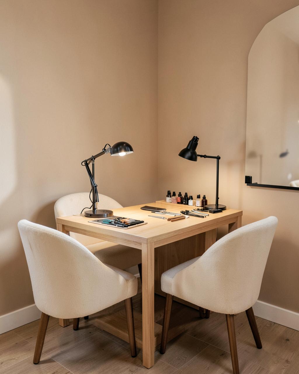 Warm and welcoming private manicure space