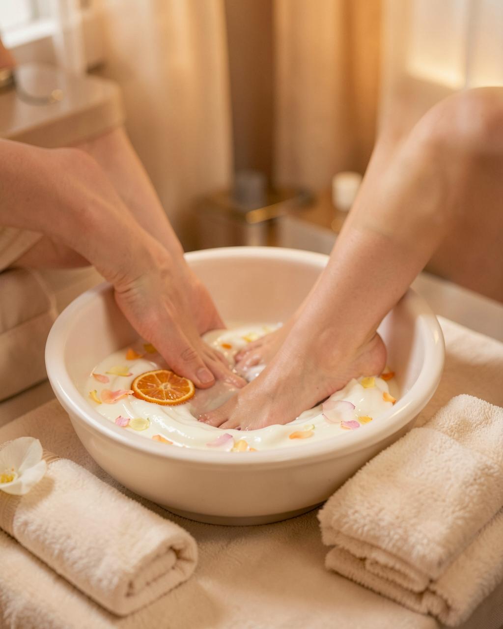 Relaxing pedicure soak with thoughtful details